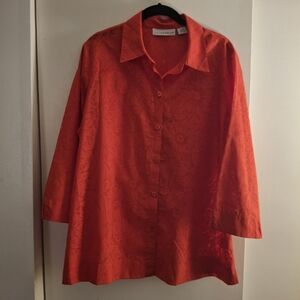 Sag Harbor Women's Red Floral Sheer Blouse